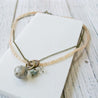 Peach &amp; Gray Moonstone with Turquoise, Swarovski Crystal Necklace Uni-T