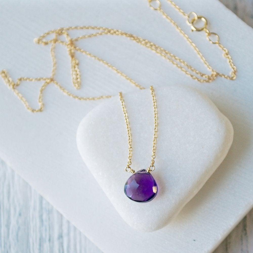 Amethyst Necklaces with Gold Filled Chain Uni-T