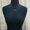 Vintage Black &amp; Gold Wood Bead With Jumbled Chain Necklace Uni-T