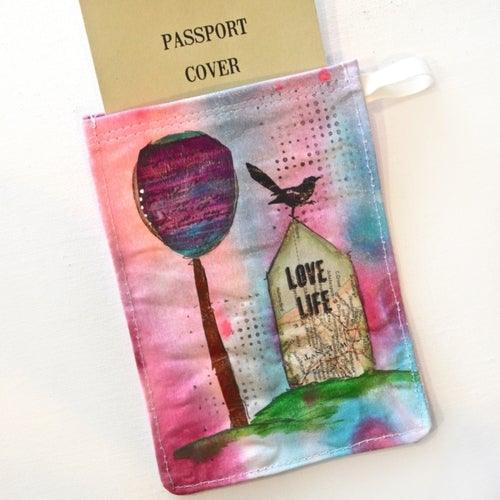 Passport Holder, Hand Painted Mixed Media Zipper Pouch Uni-T