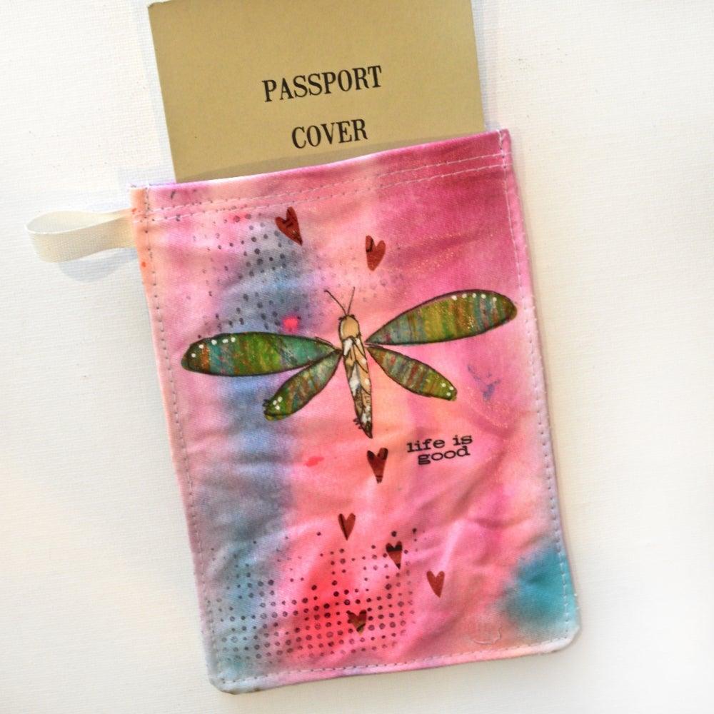 Passport Holder, Hand Painted Mixed Media Zipper Pouch Uni-T