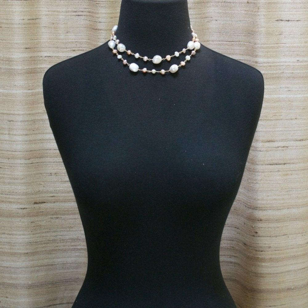 Pink Stones With Pearl Necklace Uni-T