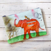 Elephant Pouches, Hand Painted Mixed Media Zipper Pouch Uni-T