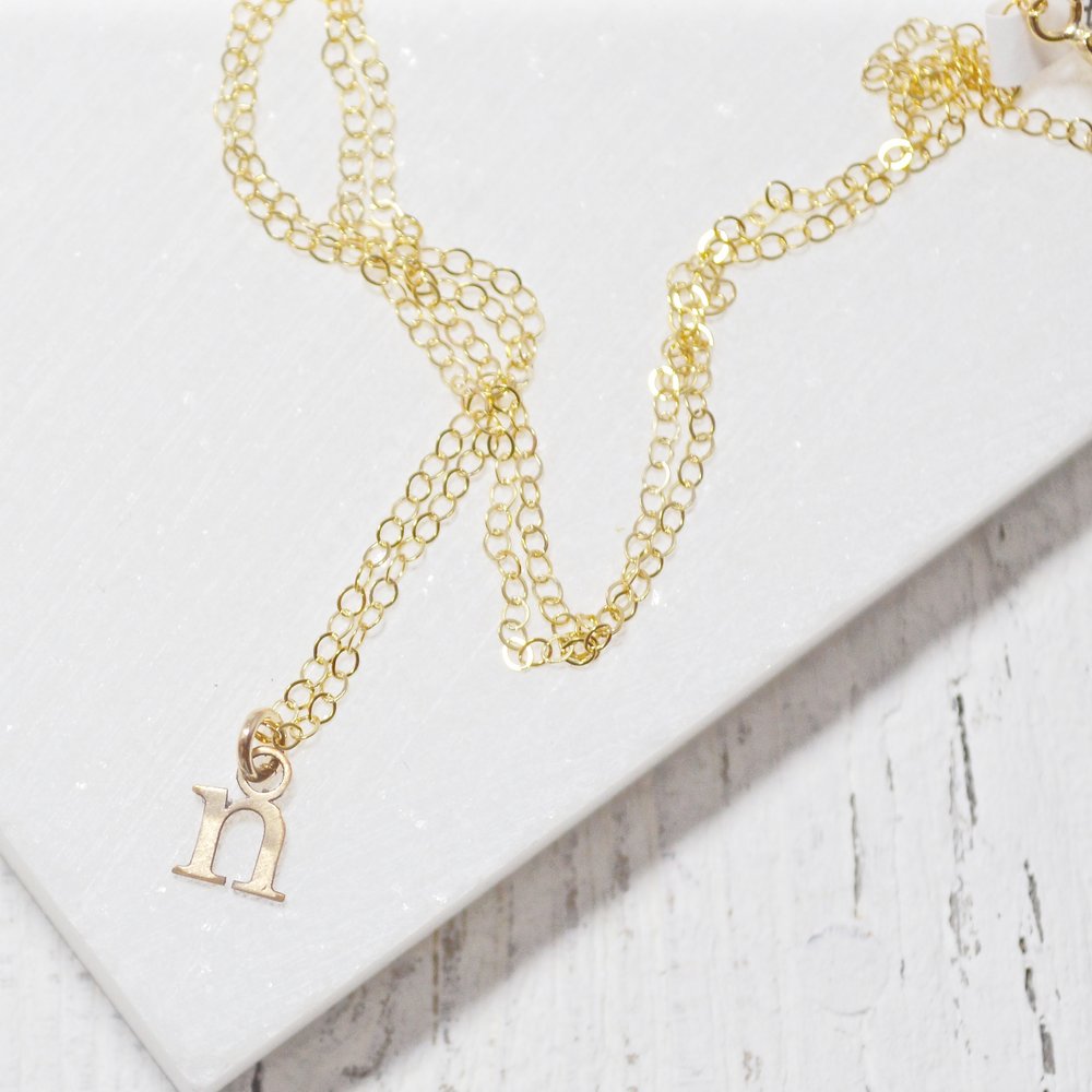 Tiny Initial Charm Necklaces -Gold Fill Uni-T