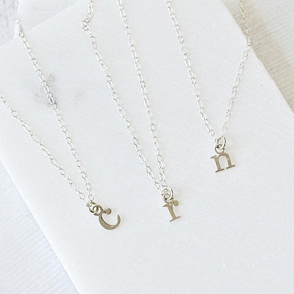 Sterling Silver Tiny Initial Charm Necklaces Uni-T