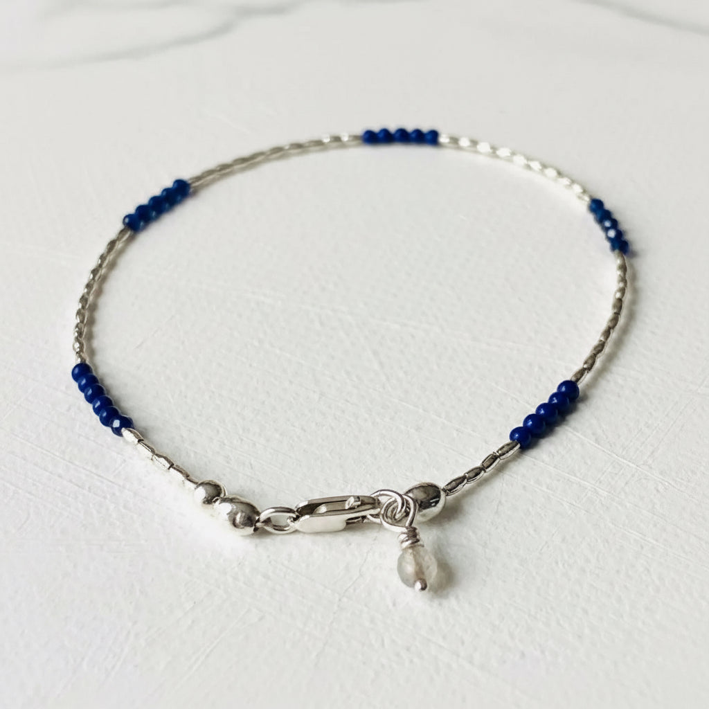 Dainty Gemstone Bracelet, Gemstone Bead Chain, Watermelon Tourmaline Gemstone Bracelet- Janine Gerade