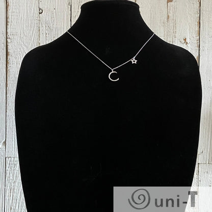 Dainty Pave Star and the Moon Necklace Janine Gerade