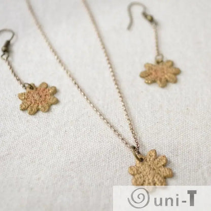 Daisy Necklace, Precious Metal Clay 99% Pure Bronze with Sterling Silver Chain Amy Vulfovich