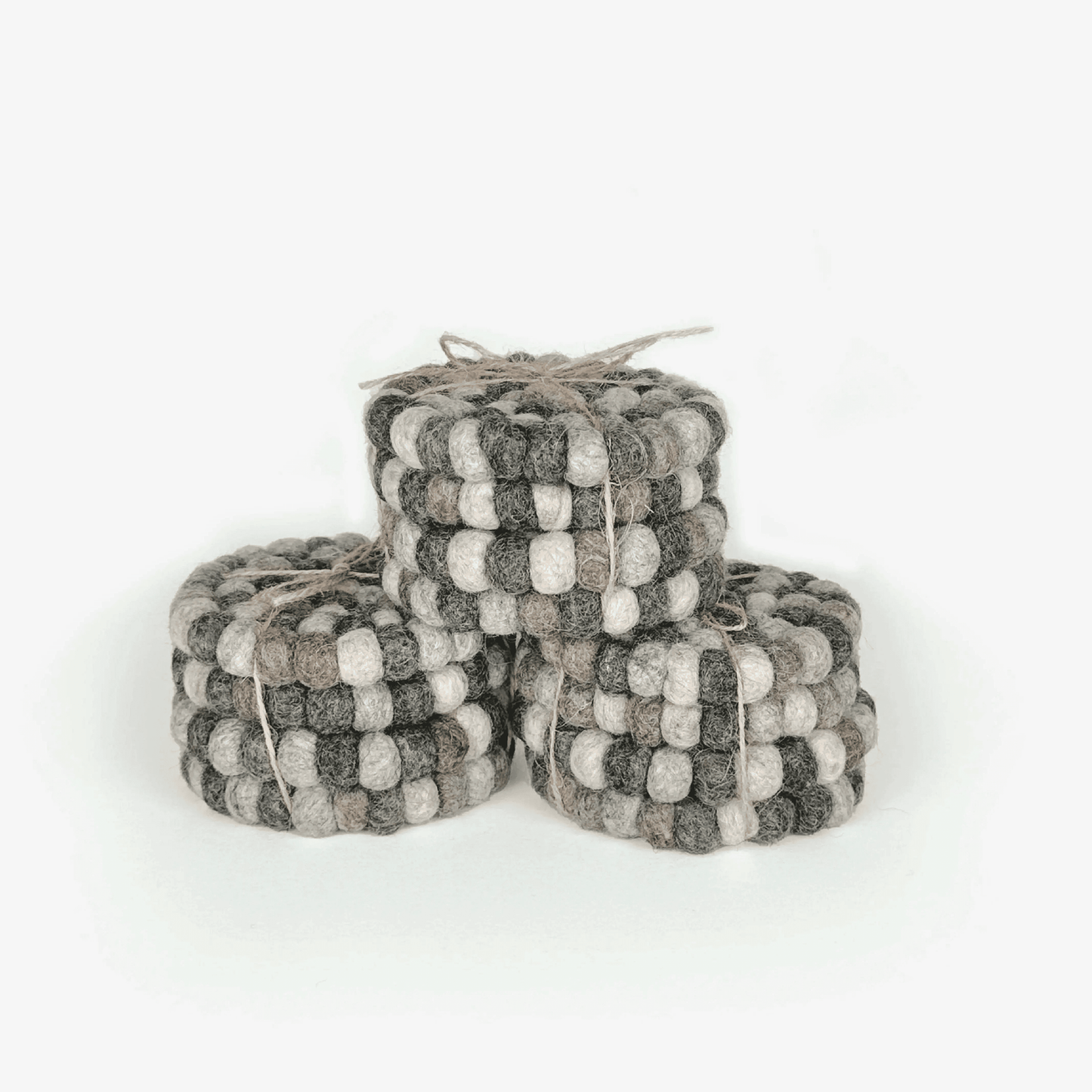 Dappled Gray Felt Ball Coasters | Set of 4 Sheep Farm Felt