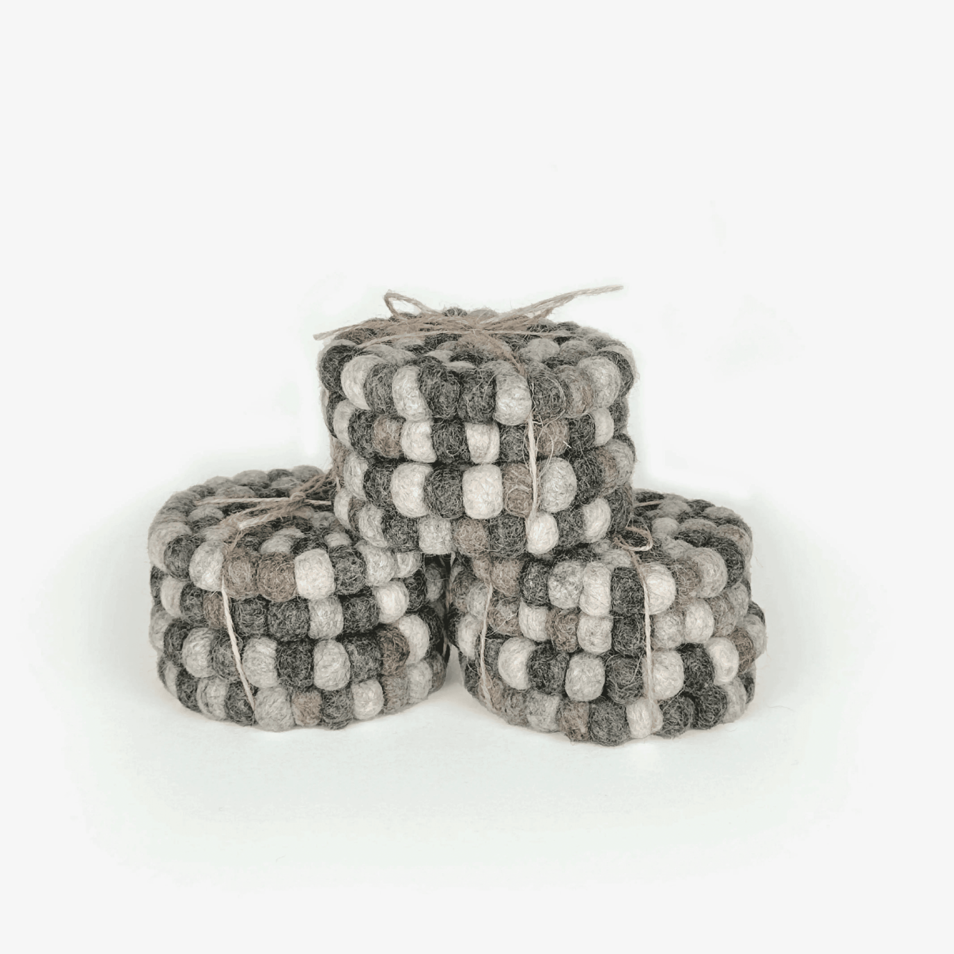 Dappled Gray Felt Ball Coasters | Set of 4 Sheep Farm Felt