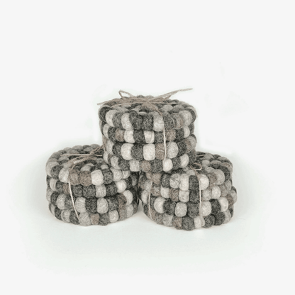 Dappled Gray Felt Ball Coasters | Set of 4 Sheep Farm Felt