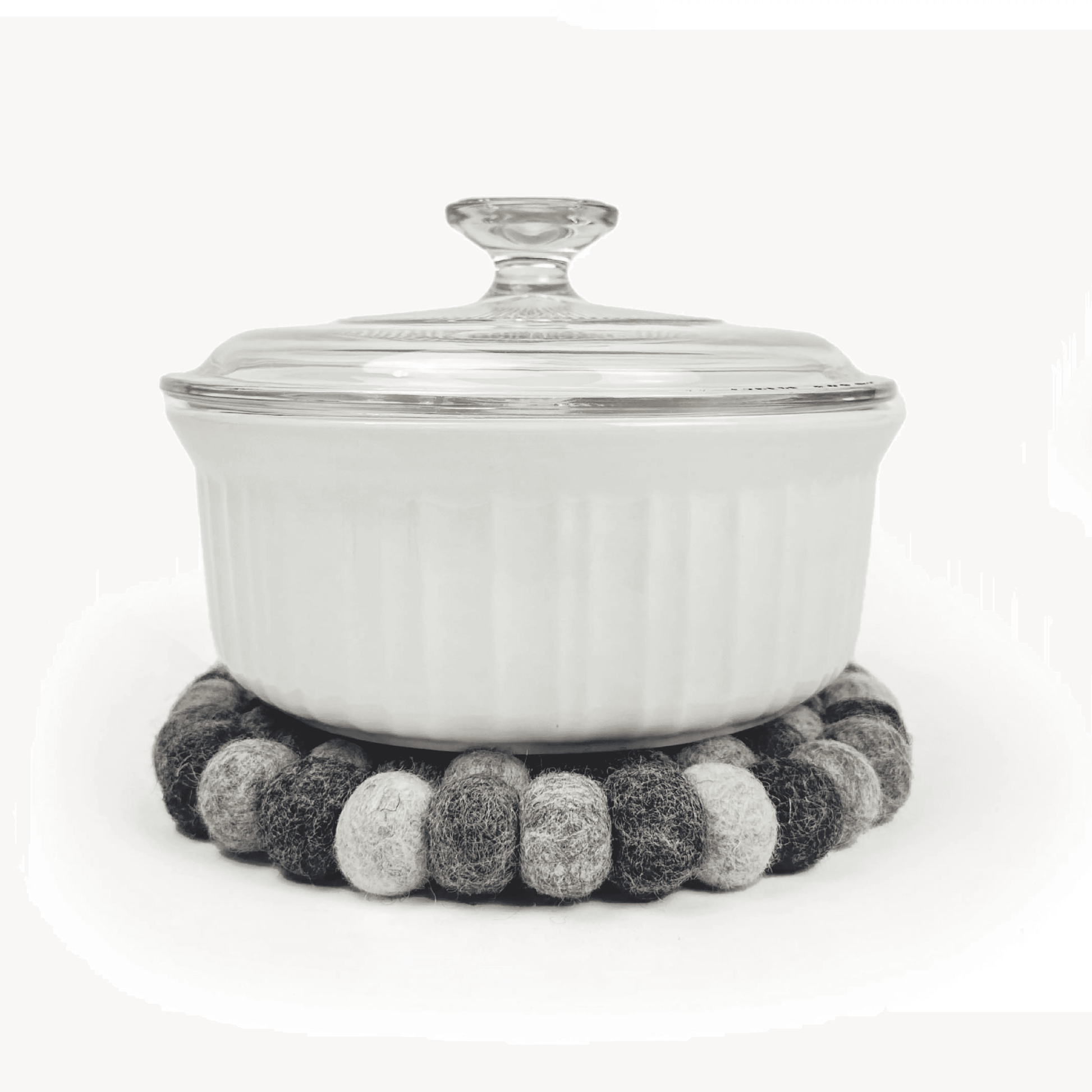 Dappled Gray Felt Ball Trivet Sheep Farm Felt