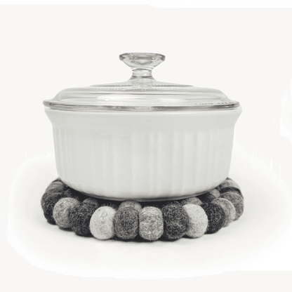 Dappled Gray Felt Ball Trivet Sheep Farm Felt