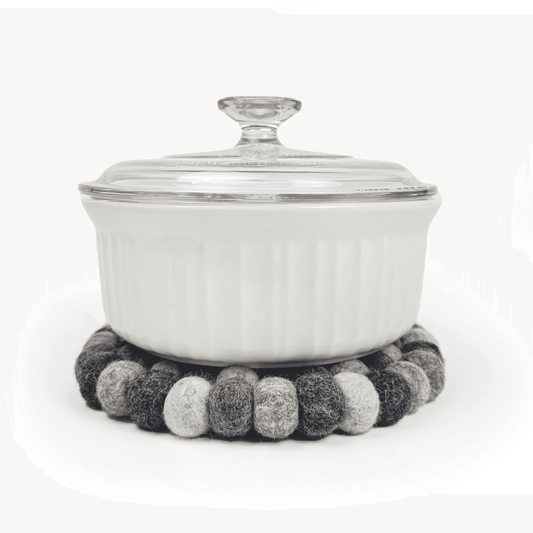 Dappled Gray Felt Ball Trivet Sheep Farm Felt