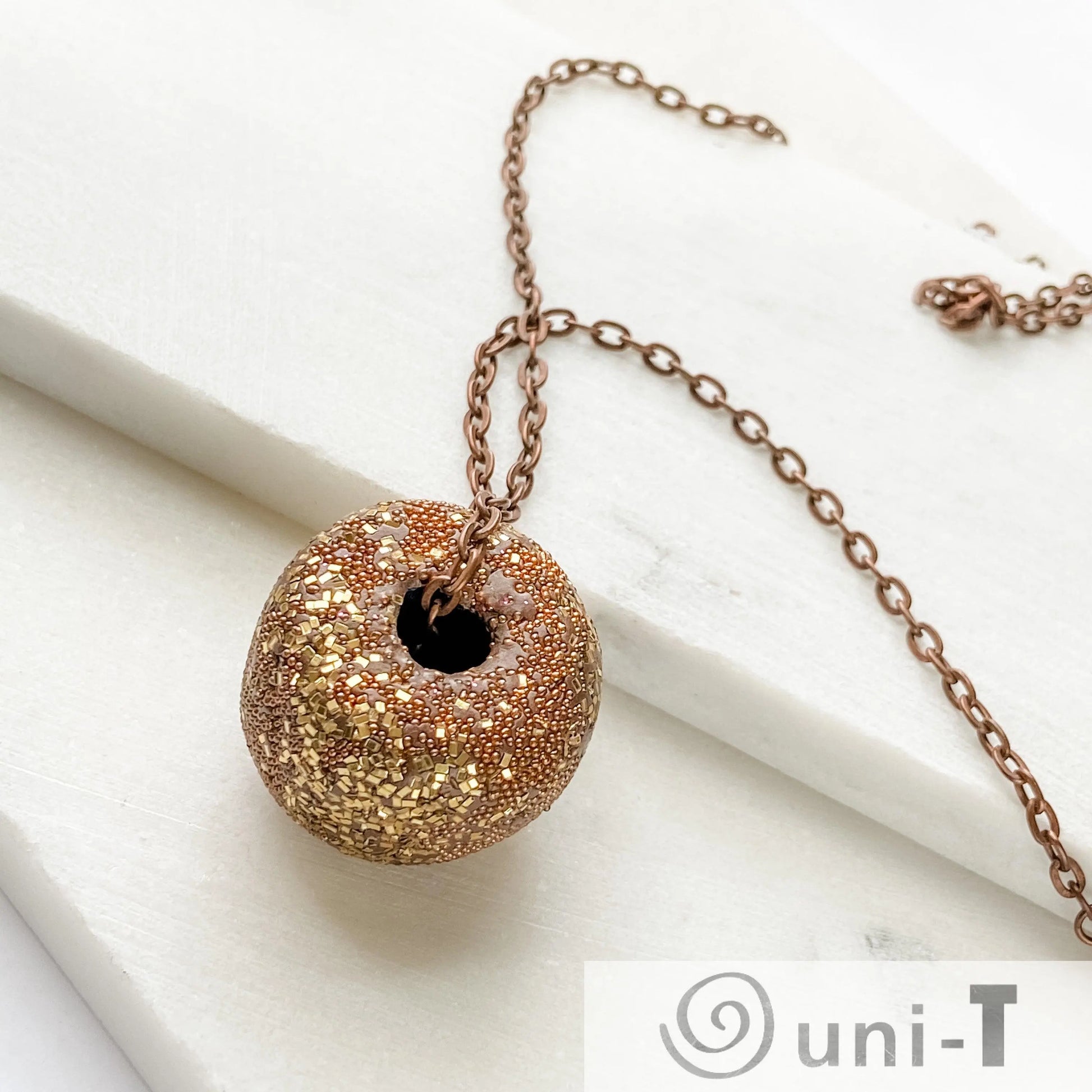 Donut Shape Polymer Clay with Sparkle Necklace Karen Meninno