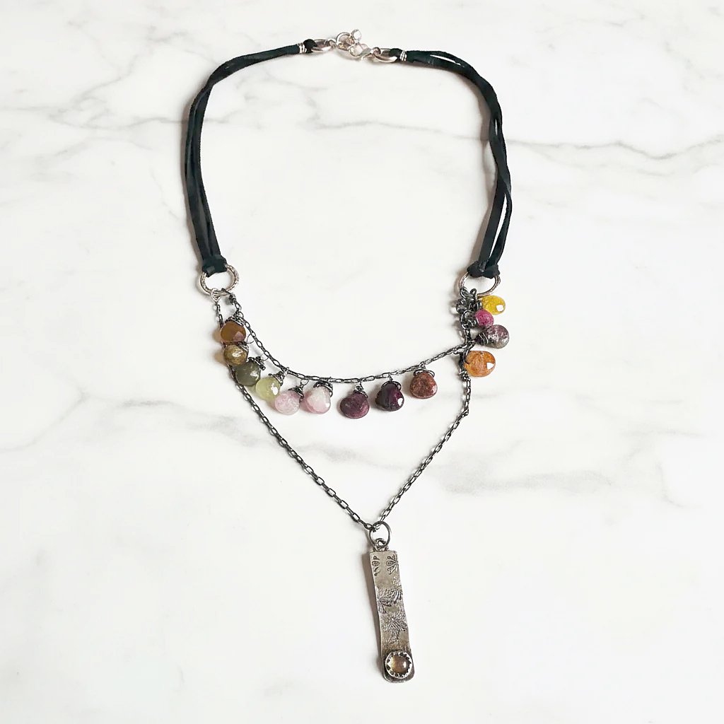 Double Strand Beaded Necklace, Gemstone Statement Boho Necklace, Modern Beaded Necklace, Janine Gerade