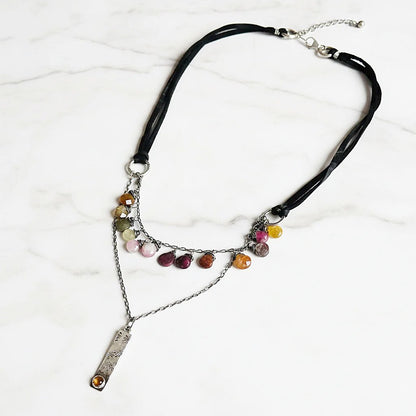 Double Strand Beaded Necklace, Gemstone Statement Boho Necklace, Modern Beaded Necklace, Janine Gerade
