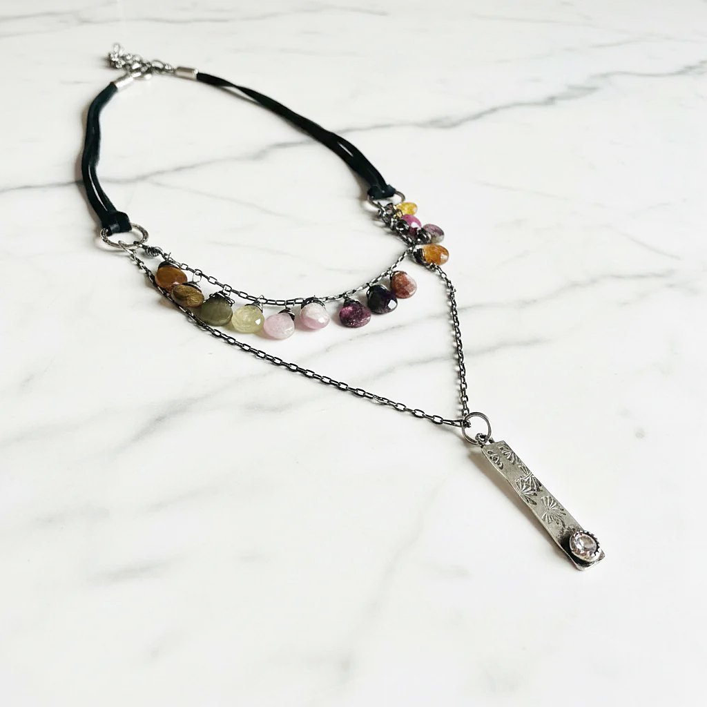 Double Strand Beaded Necklace, Gemstone Statement Boho Necklace, Modern Beaded Necklace, Janine Gerade