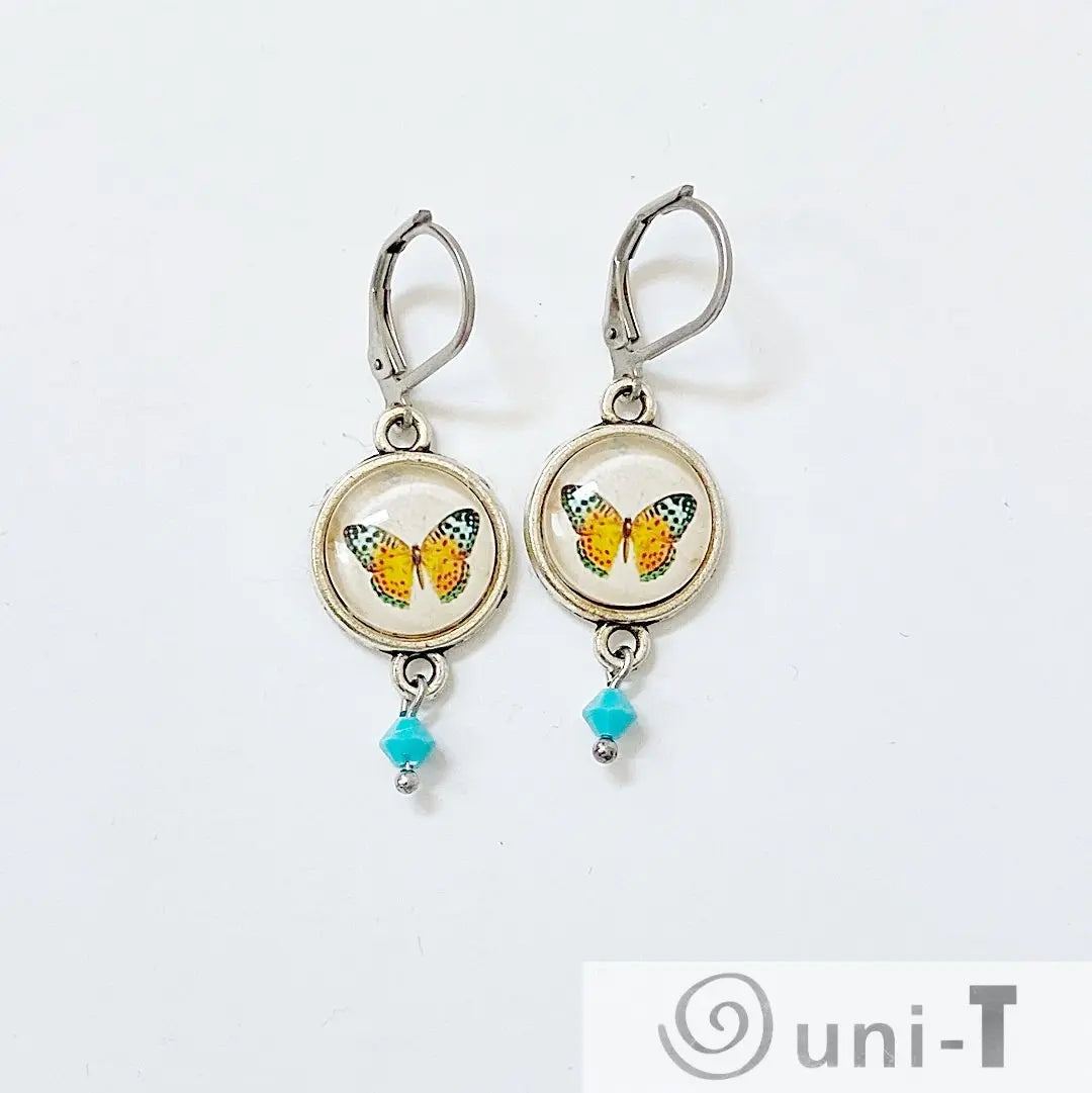 Dragonfly and Butterfly Glass Dome Earrings Kathy James