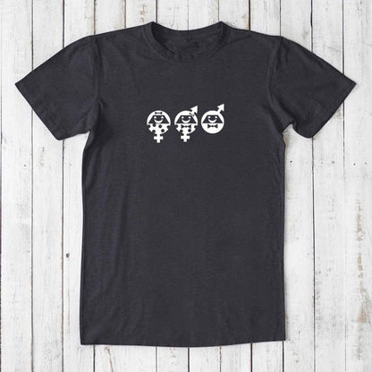 Men's Equality T-Shirt in Bamboo & Organic Cotton in black with white gender equality graphic, promoting unity and human rights.