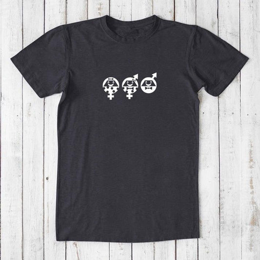 Men's Equality T-Shirt in Bamboo & Organic Cotton in black with white gender equality graphic, promoting unity and human rights.