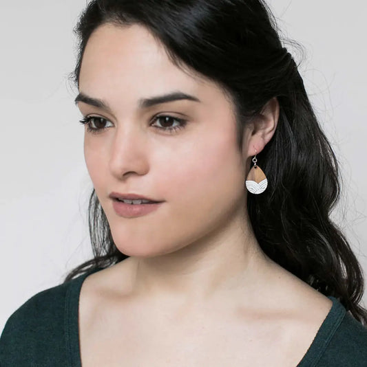 Earrings - Deco Drop Gold Treeline and Tide