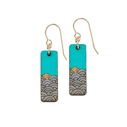 Earrings - Waves Teal Treeline and Tide