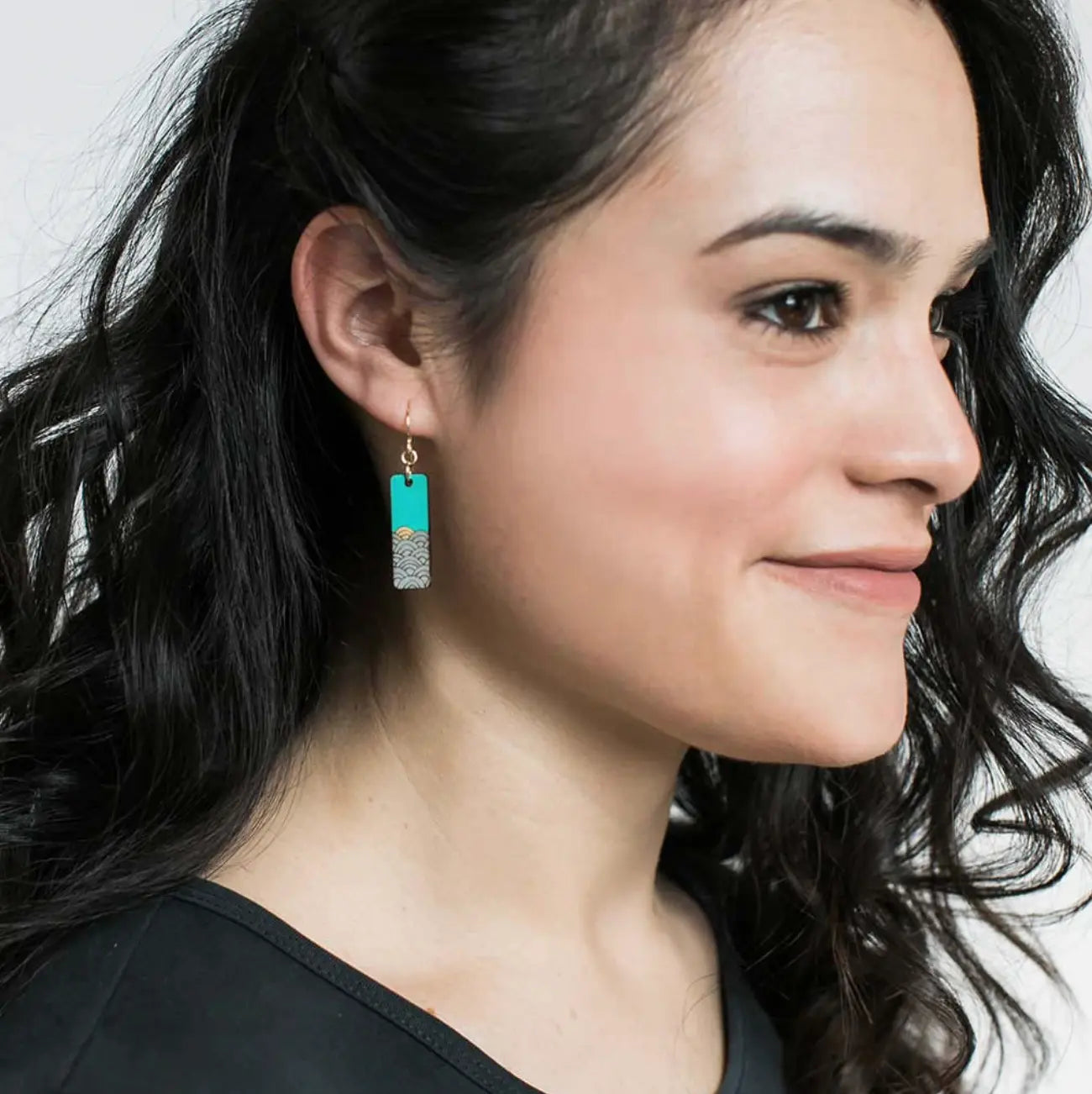 Earrings - Waves Teal Treeline and Tide