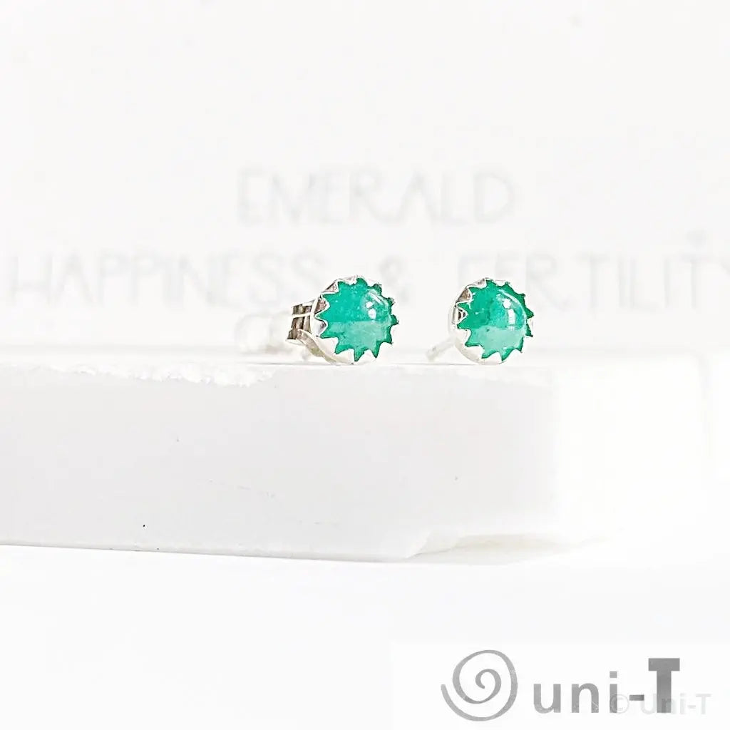 Emerald Stud Earrings, Birthday Gemstone - May Janine Gerade
