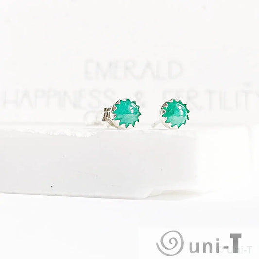 Emerald Stud Earrings, Birthday Gemstone - May Janine Gerade