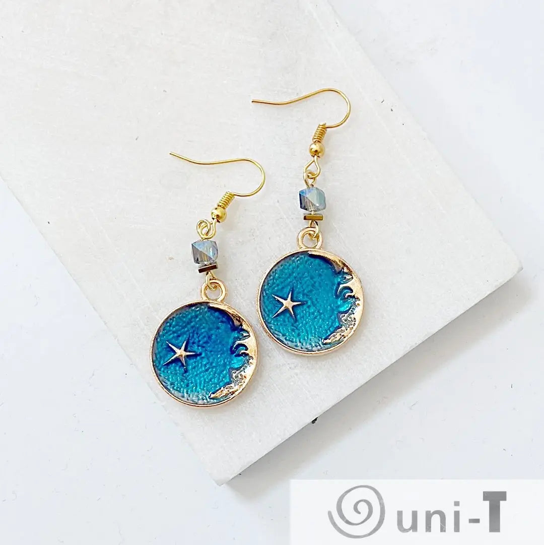 Enamel Gold Round Moon Earrings Shana Cohen