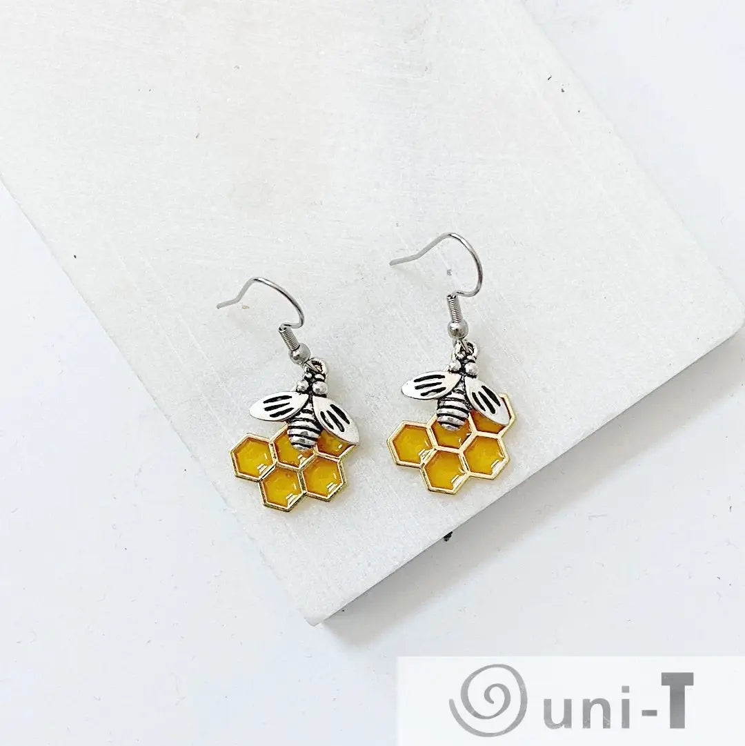 Enamel Honeycomb Bee Earrings Shana Cohen
