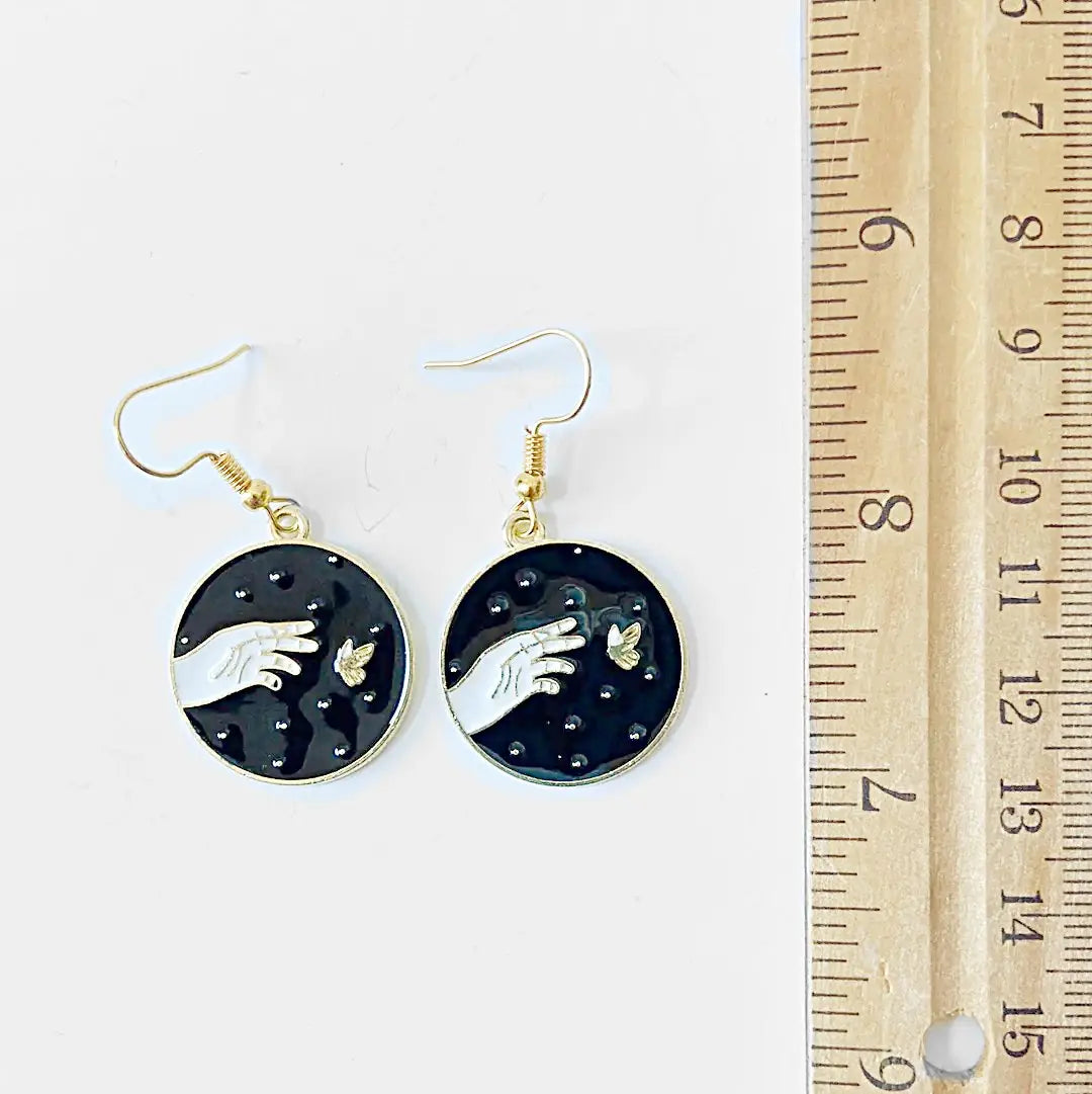 Enamel Reaching Hand Earrings Shana Cohen