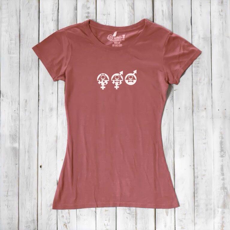Women's Equality T-Shirt in terracotta bamboo & organic cotton with white graphic. Soft, sustainable tee making a bold human rights statement.