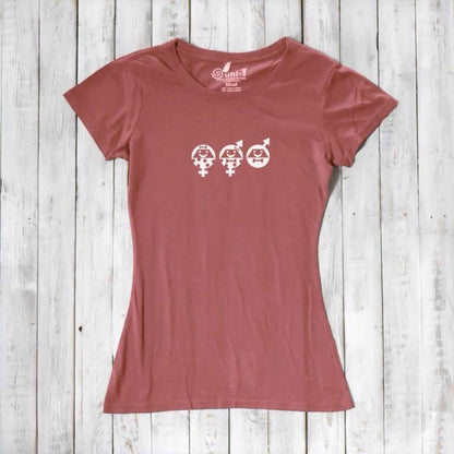 Women's Equality T-Shirt in terracotta bamboo & organic cotton with white graphic. Soft, sustainable tee making a bold human rights statement.