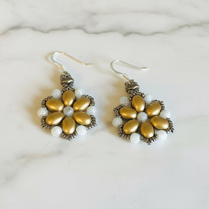 Flower Medallion Earrings, Gold Medallion Earrings, Golden Earrings Janine Gerade