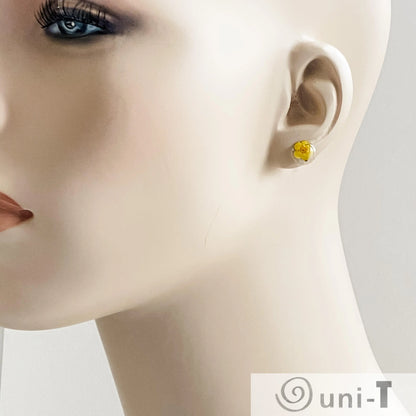 Fresh Flower Resin Stud Dot Earrings - Purple, Blue, Yellow Janine Gerade