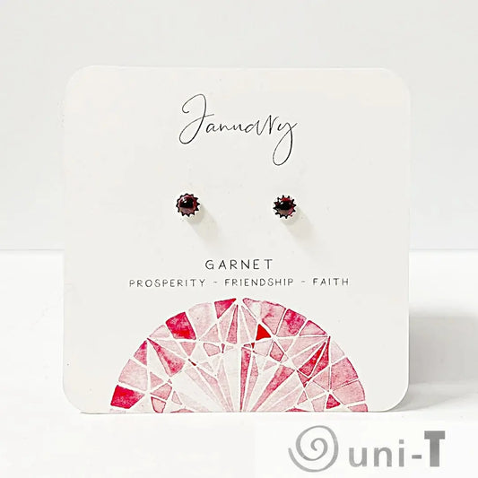 Garnet Stud Earrings, Birthday Gemstone - January Janine Gerade