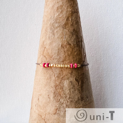 Gold Brads on Tiny Brown Leather Bracelet Janine Gerade