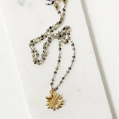 Gold Sunflower, Enamel Dot 14K Gold Filled Necklace Regina McGearty