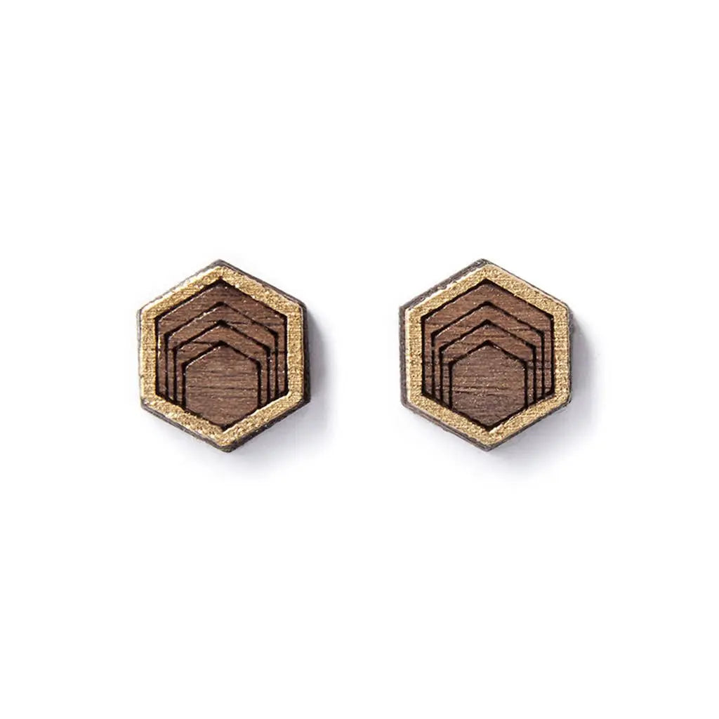 Hex Studs - Gold Treeline and Tide