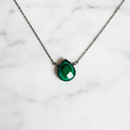 Holliston Rail Trail Necklace/ Gemstone Necklace/ Green Necklace/Malachite Jewelry, Janine Gerade