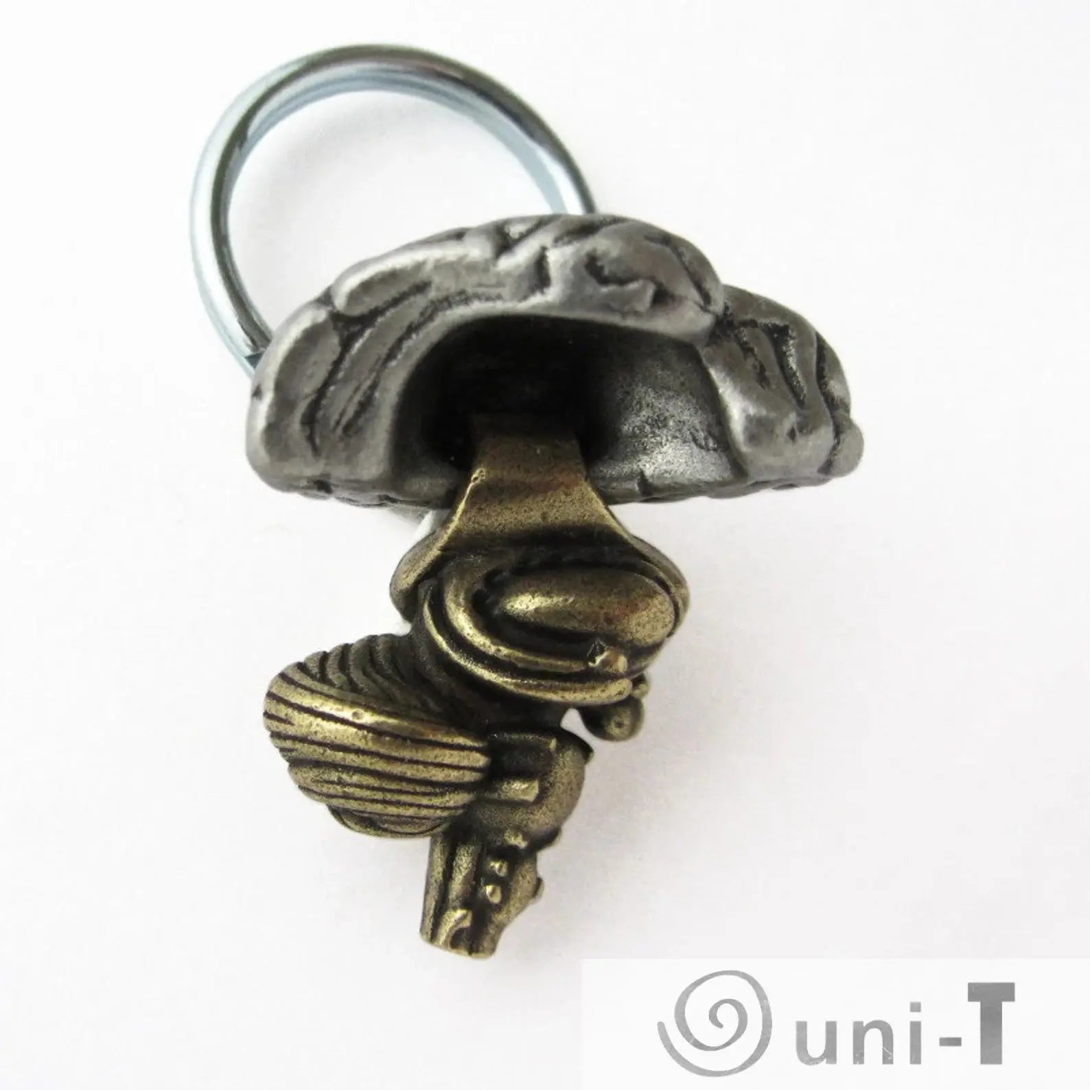 Back view of Human Brain Keychains - Anatomical Brain Keychains showing brainstem and cerebellum, great educational accessory for medical learners.