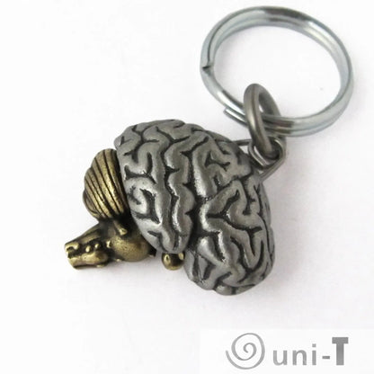 Side profile of Human Brain Keychains - Anatomical Brain Keychains highlighting realistic brain folds, a unique gift for neuroscience lovers.