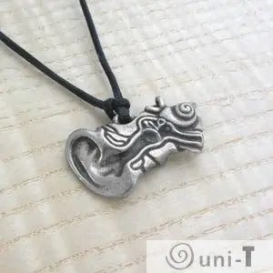 Human Ear Anatomy Necklace featuring a detailed metallic ear structure pendant on a black cord. Ideal unique jewelry for medical professionals.