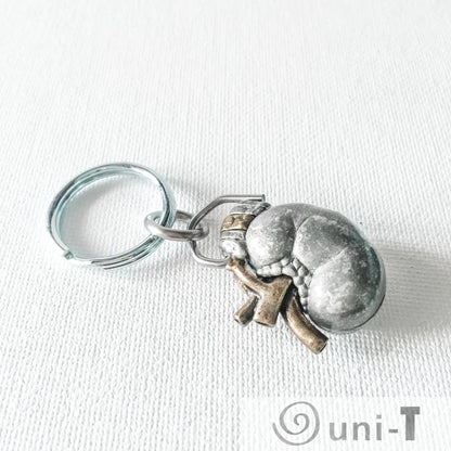 Human Kidney Keychain - Anatomy Gift | Genuine Pewter accessory featuring a detailed kidney design with bronze-tone renal arteries, ideal for medical professionals.