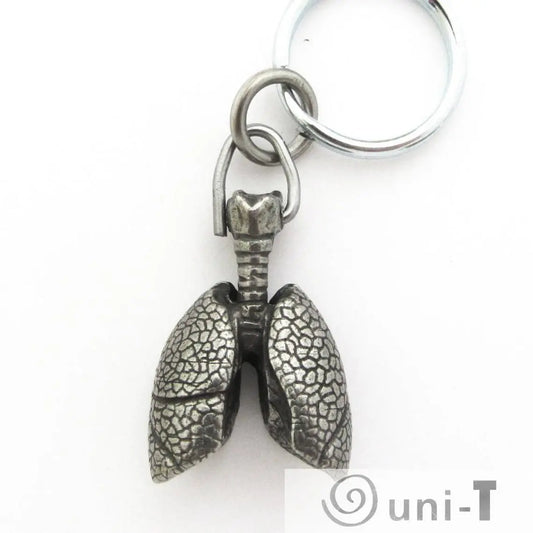 Human Lungs Keychain - Anatomical Design | Pewter Accessory featuring realistic lung texture and trachea, ideal for medical-themed gifts.