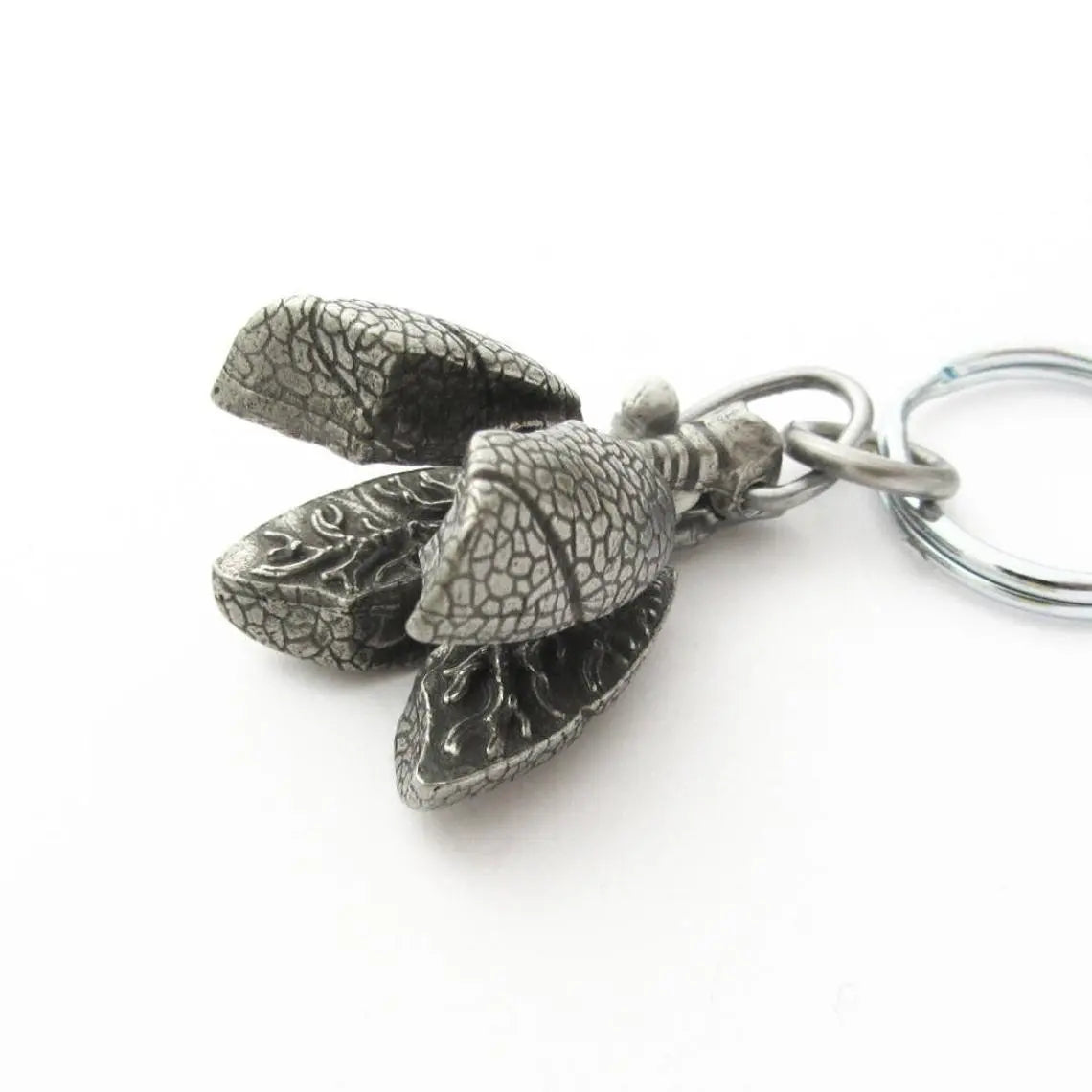 Pewter Human Lungs Keychain with open lung detail and bronchi, a small gift for anatomy fans and healthcare workers.