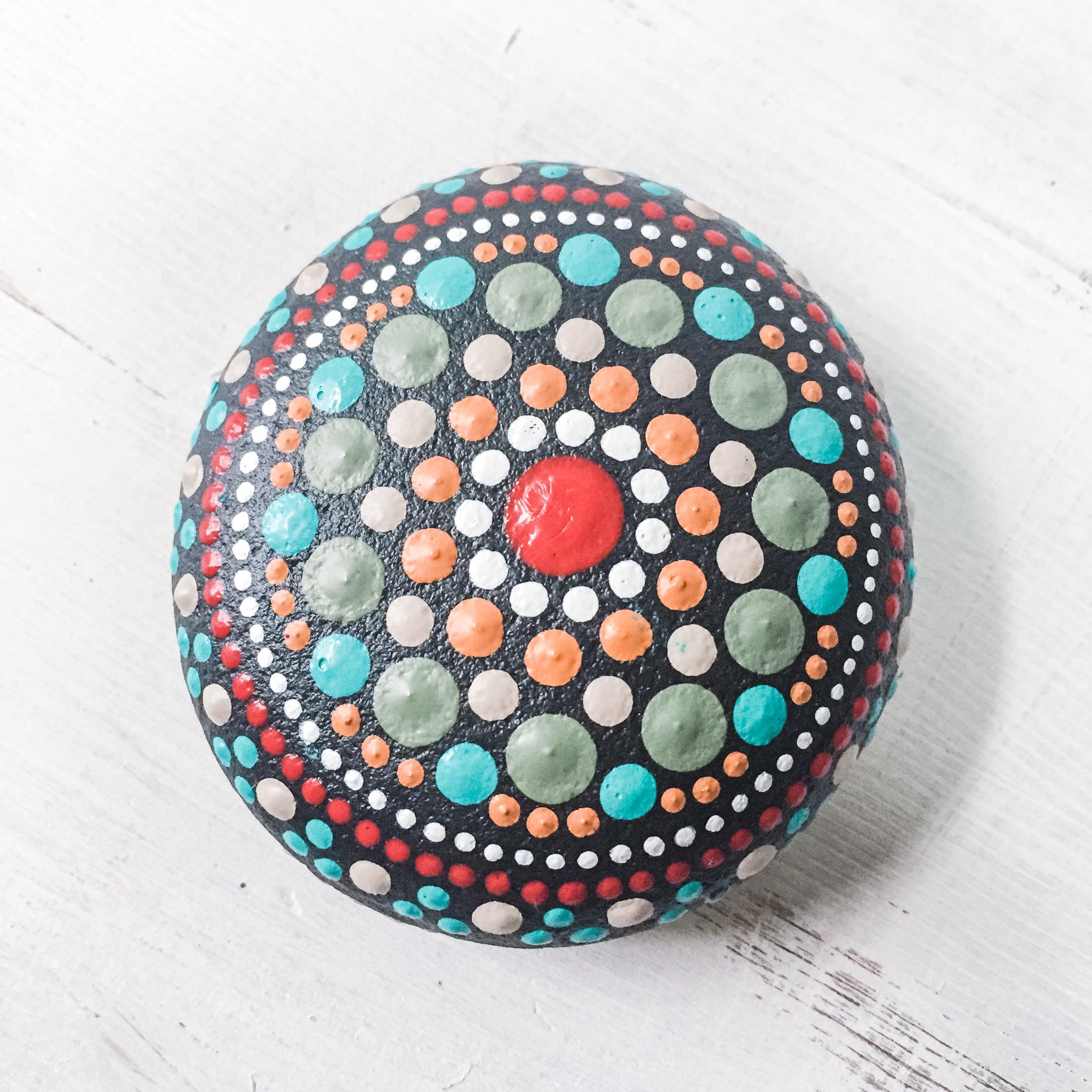 Large Hand Painted Mandala Stone - Multi Color Uni-T