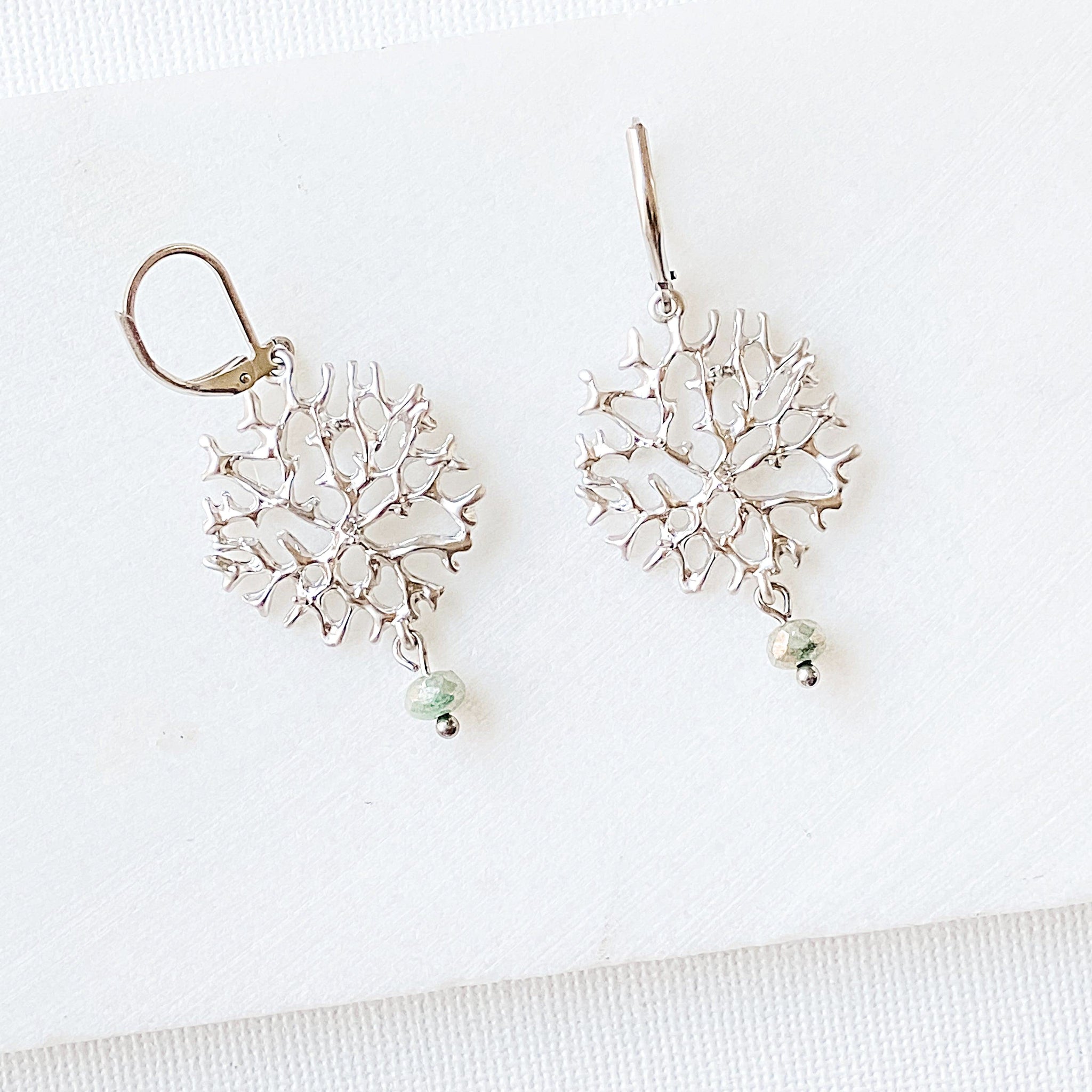 Rhodium Plated Earrings with Surgical Steel Ear Wire - Tree Branch Uni-T